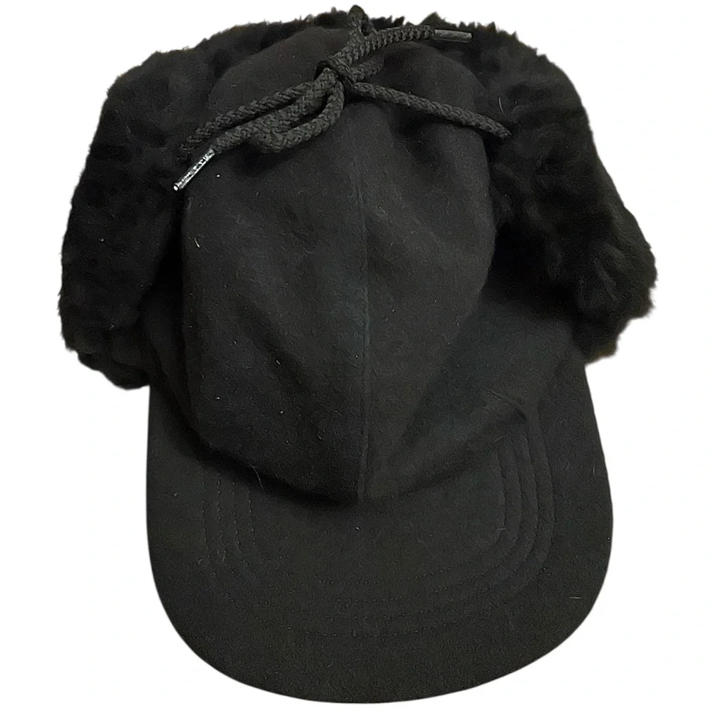 C.C. Filson Double Mackinaw Wool‎ Black Shearling Cap Small Outdoors Heritage